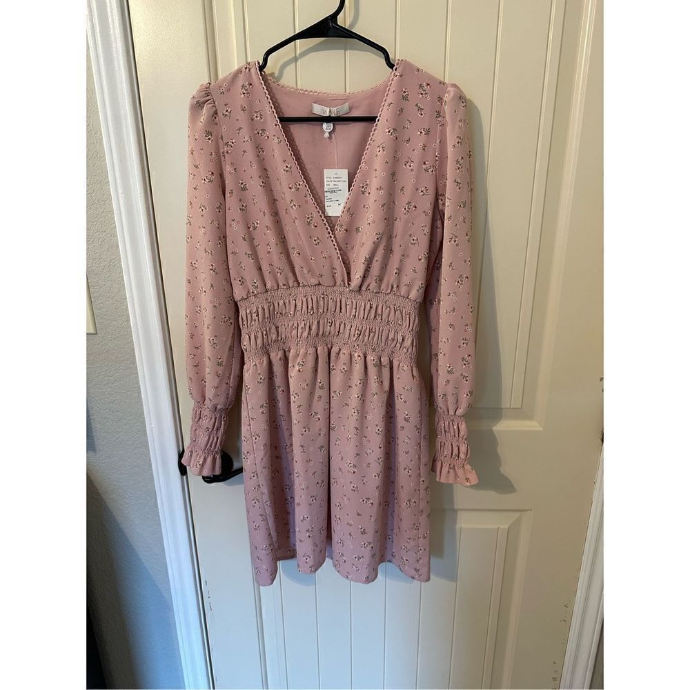 NWT Wayf Delaney Smocked Pink Dainty Floral Dress - Size Small - 91846WCH - Picture 5 of 10